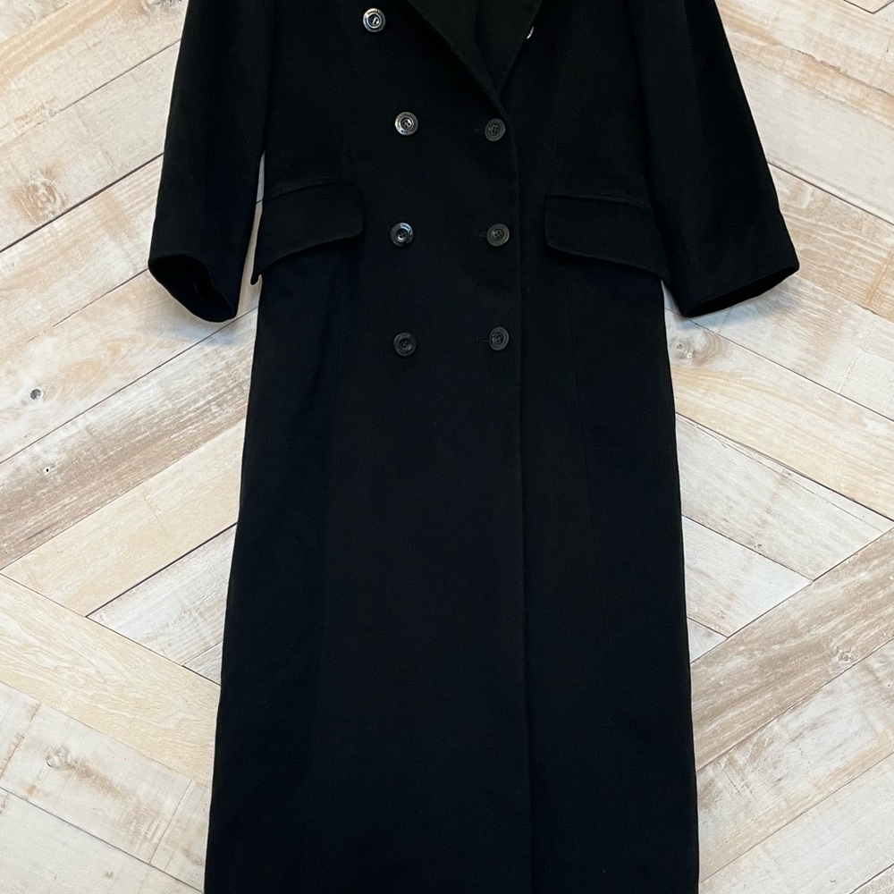 Isaac Mizrahi Black Long Cashmere Wool Coat